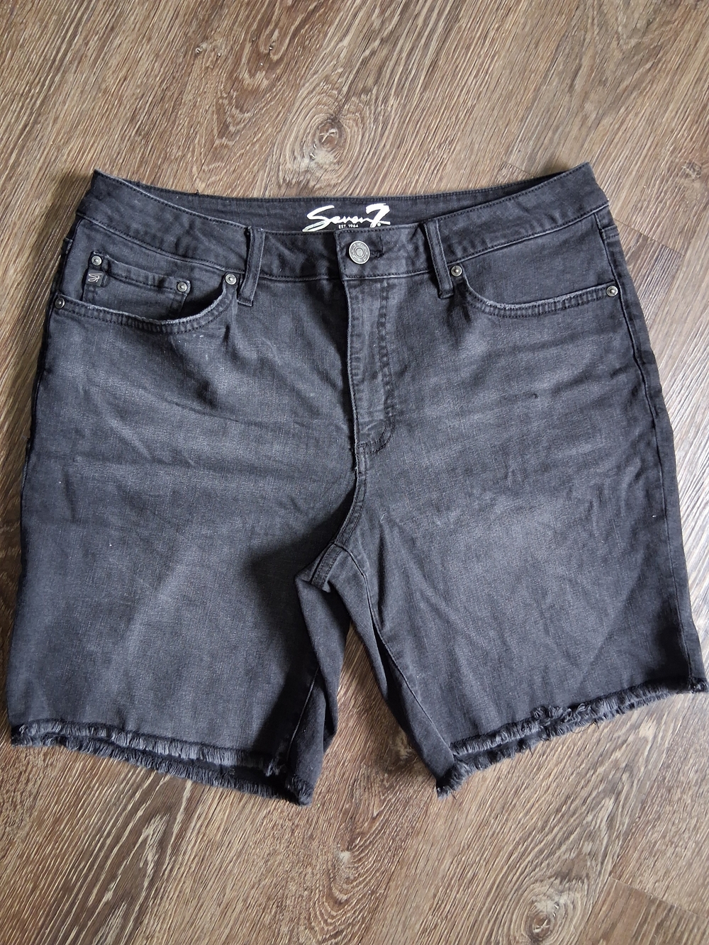 Seven7 Washed Black Denim Cutoff Shorts